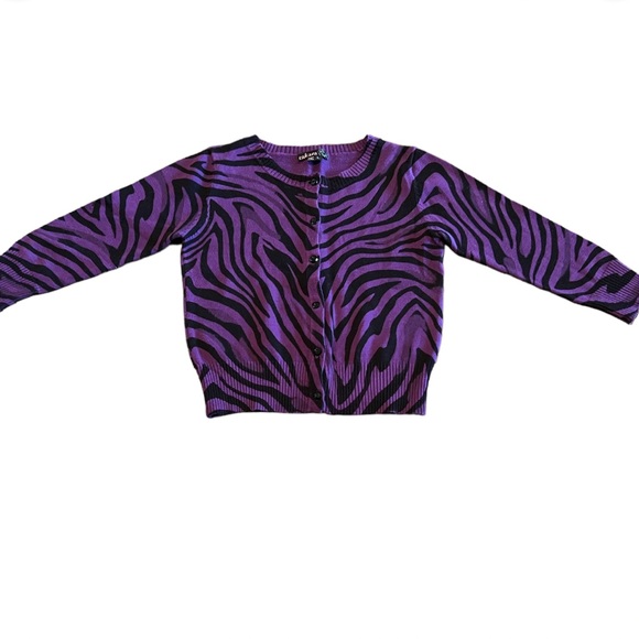 Takara Girls 3/4 Sleeve Sweater Black Purple Zebra Print - Picture 6 of 6
